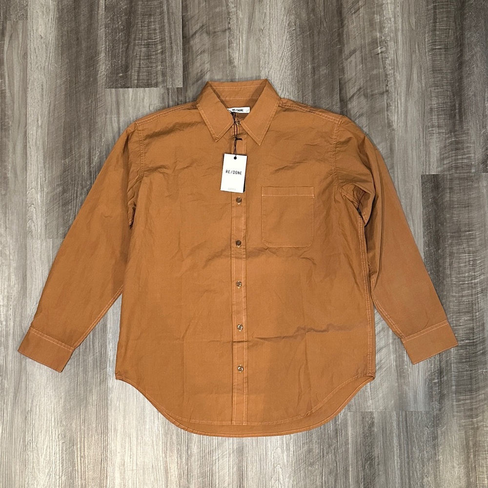 Re/Done 90a Oversized Ginger Long Sleeve Button Down Shirt - Small